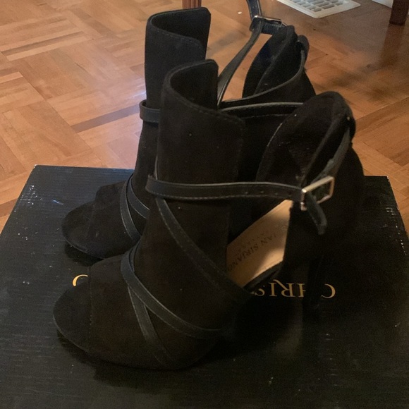 Christian Siriano Women's Imma Black Peep-Toe Stiletto Shootie Bootie - Picture 4 of 5